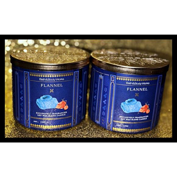 Lot of 2 Bath & Body Works Flannel Large 3-Wick Scented Candle 14.5oz - Picture 2 of 6